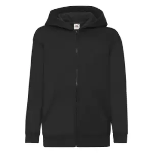 Image of Fruit Of The Loom Childrens/Kids Unisex Hooded Sweatshirt Jacket (9-11) (Black)