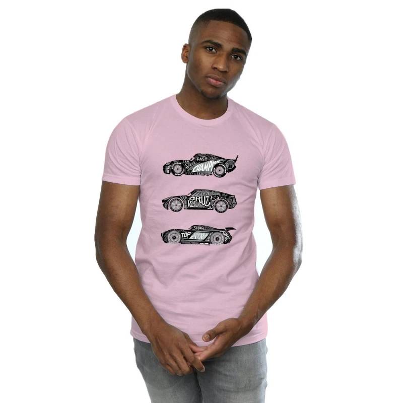 Image of Disney Men Cars Text Racers T-Shirt in Baby Pink Size: Small Baby Pink S Male 5059568311641