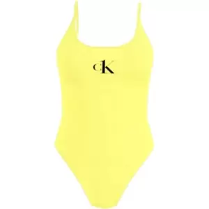 Image of Calvin Klein Scoop Back One Piece - Yellow