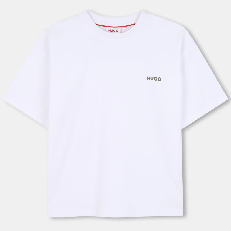 Image of Hugo Kids Small Logo Regular Fit T-Shirt White male 6Y