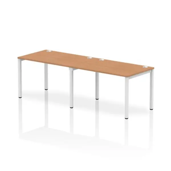 Image of Impulse Bench Single Row 2 Person 1200 White Frame Office Bench Desk Oak