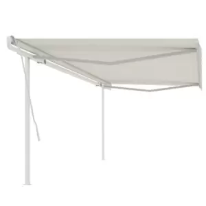 image of Vidaxl Manual Retractable Awning With Posts 5X3.5 M Cream