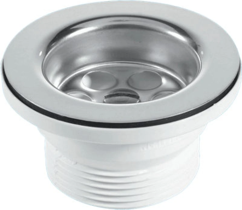 Image of McAlpine BSW10P Centre Pin Bath Waste: 70mm Stainless Steel Flange: Black PVC Plug Black