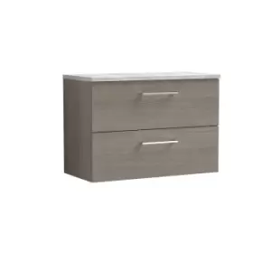 image of Nuie Arno 800mm Wall Hung 2 Drawer Vanity & Bellato Grey Laminate Top Solace Oak