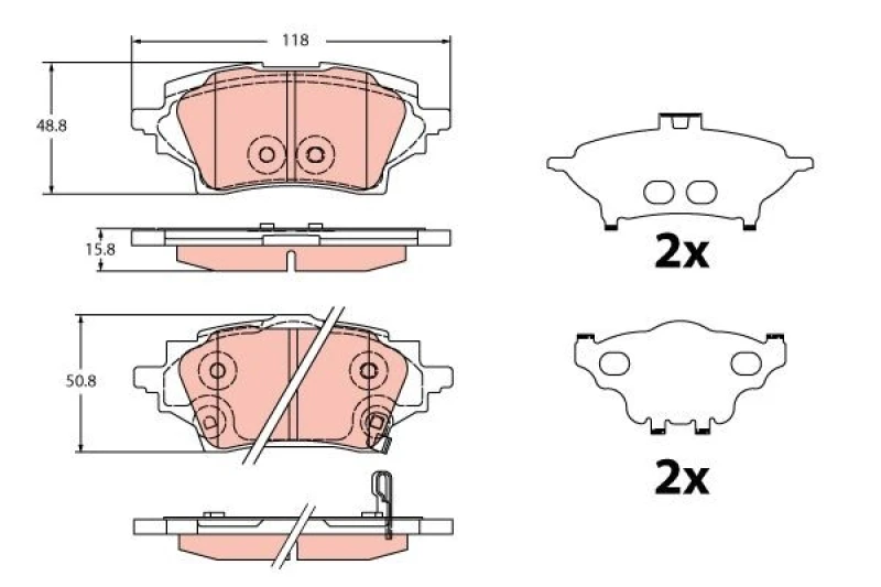 Image of Brake pad set TRW GDB2344