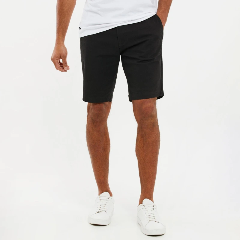 Image of Threadbare Cotton Slim Fit Chino Shorts With Stretch - Black S