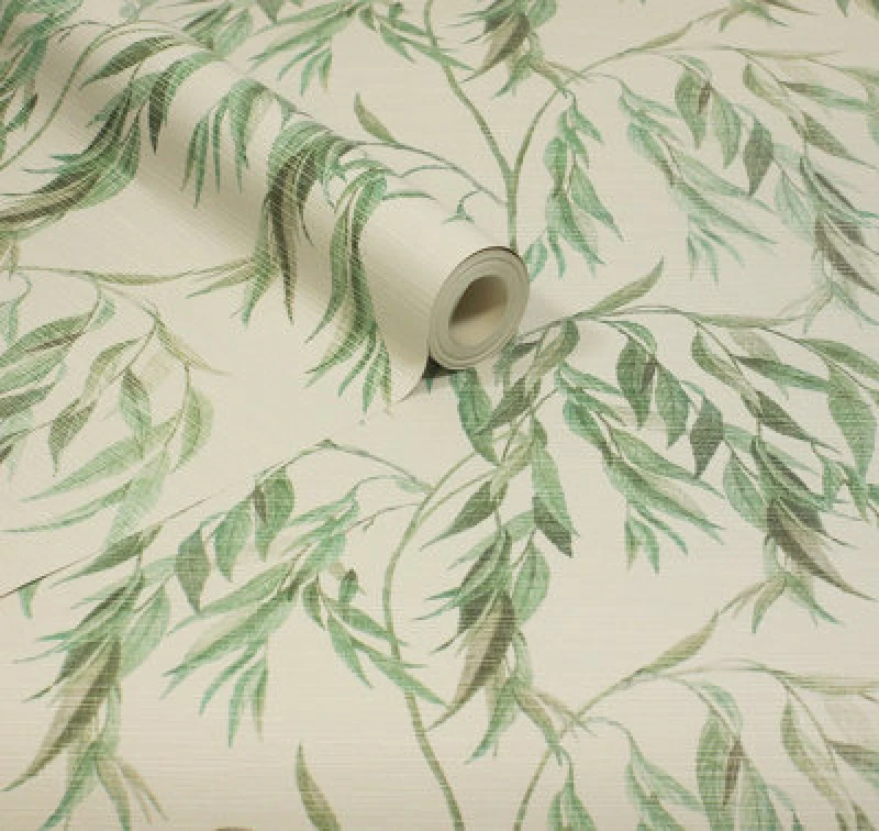 Image of Arthouse Willow Tree White/Green Wallpaper White
