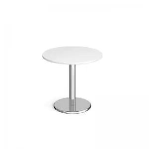 image of Pisa circular dining table with round chrome base 800mm - white