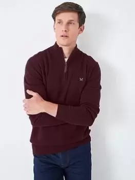 Image of Crew Clothing Crew Clothing Classic Half Zip Knit, Purple Size XL Men
