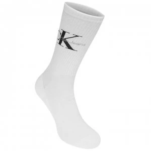 Image of Calvin Klein Calvin Mono Logo Crew Socks - White