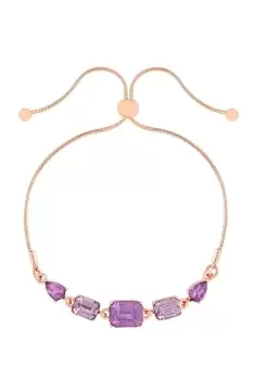 Image of Rose Gold Iris And Light Amethyst Open Mixed Stone Toggle Bracelet