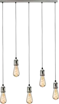 Image of Knightsbridge CALLA - 230V E27 Vintage 5 Light Bar Pendant - Brushed Chrome - CALVI5BBC
