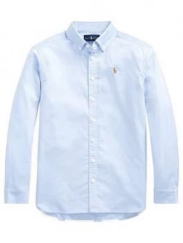 Image of Ralph Lauren Girls Polo Print Back Oxford Shirt - Blue, Size Age: 10 Years, Women