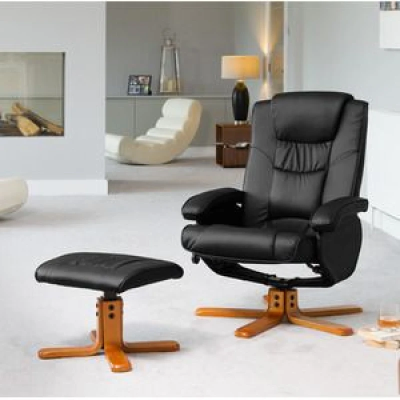 Image of Artemis Home Severn Swivel Recliner with Massage & Heat Burgundy in Black Size: 1 Seater Black Unisex 1 Seater