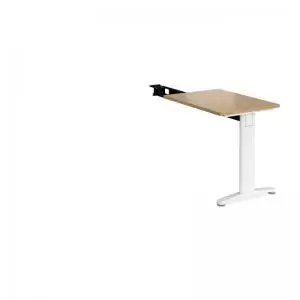 image of TR10 single return desk 800mm x 600mm - white frame and oak top