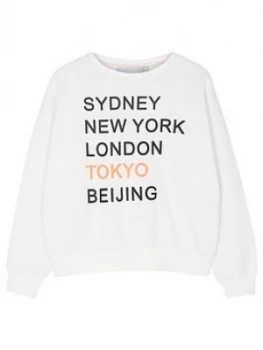 image of Mintie by Mint Velvet Girls Cities Names Sweatshirt - Ivory, Size Age: 3-4 Years, Women