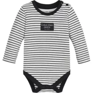 Image of Calvin Klein Jeans Striped Badge Ls Body - White