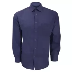 Image of Kustom Kit Mens Long Sleeve Business Shirt (14.5inch) (Dark Navy)