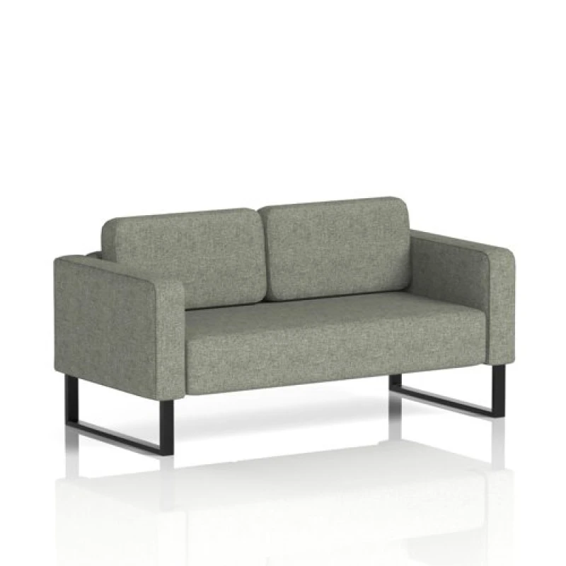 Image of Brixworth Office Sofa 2 Seater with Black Legs in Rivet Fabric - Vitreous