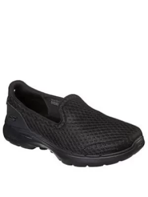 Skechers Go Walk 6 Athletic Mesh Slip On Plimsolls, Black, Size 8, Women