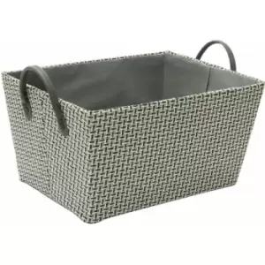 image of JVL Silva Rectangular Fabric Storage Box with Handles, Grey