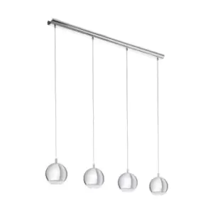 Image of Pendant Ceiling Light Colour Chrome Shade Clear Plastic Bulb GU10 4x3.3W