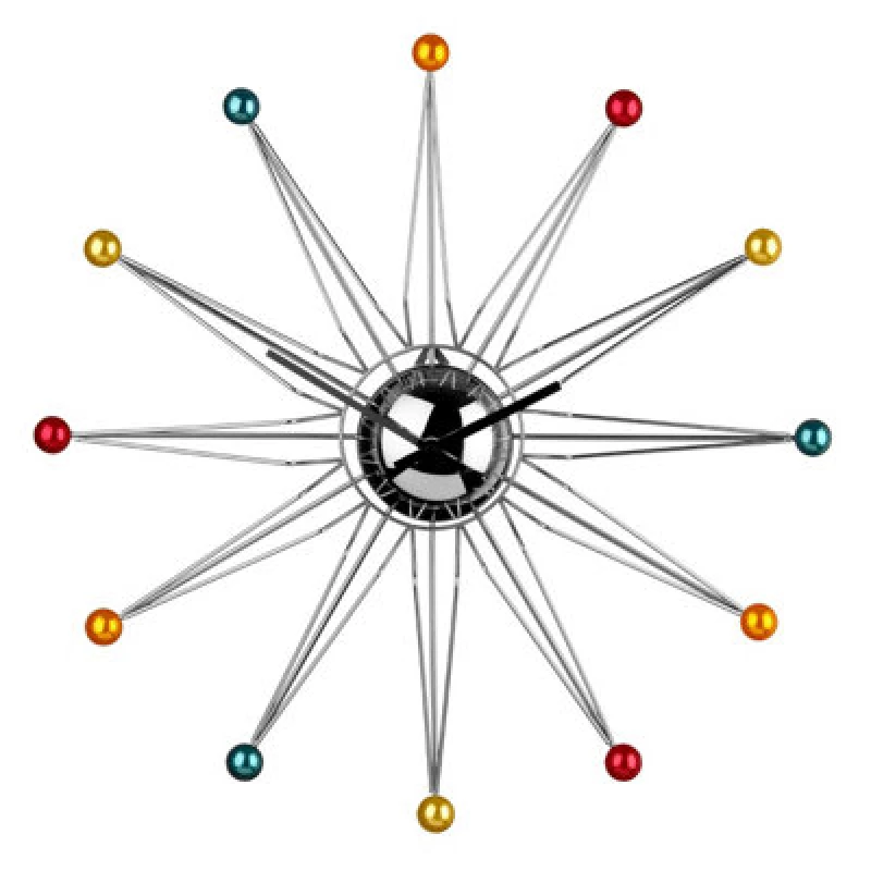Image of Premier Housewares Interiors by Premier Multicoloured Plastic balls Wall Clock Multi