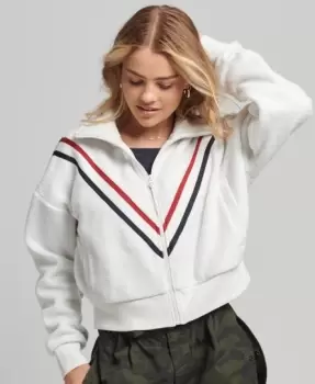 Image of Superdry Womens Vintage Chevron Polar Fleece Top Cream / Ecru - Size: 8
