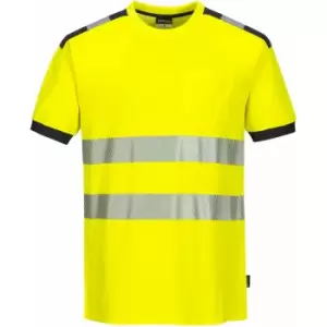 Image of T181 - Yellow/Grey Sz l PW3 Hi-Vis Short Sleeved T-Shirt Viz Visibilty - Yellow/Grey - Portwest