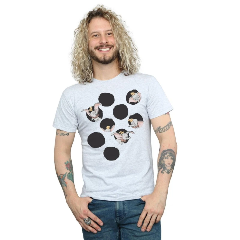Image of Disney Men Dumbo Peekaboo T-Shirt in Grey Size: Small Grey S Male 5057955962247