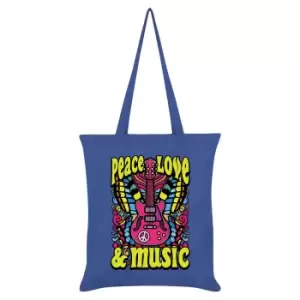 image of Grindstore Peace, Love & Music Tote Bag (One Size) (Blue)