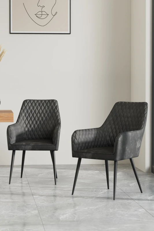 Image of More4Homes Ella Technology Fabric Dining Chair Set Of 2 Grey