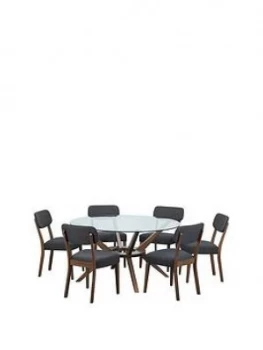 image of Julian Bowen Set Of Chelsea Large Table & 6 Farringdon Chairs