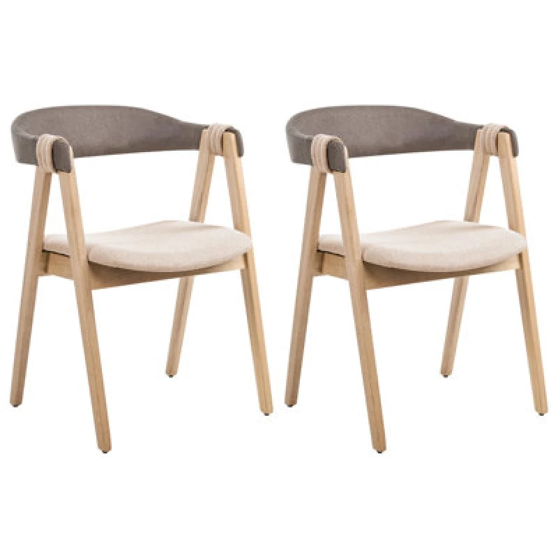 Image of Beliani Set Of 2 Dining Chairs Day Light Brown/ Taupe