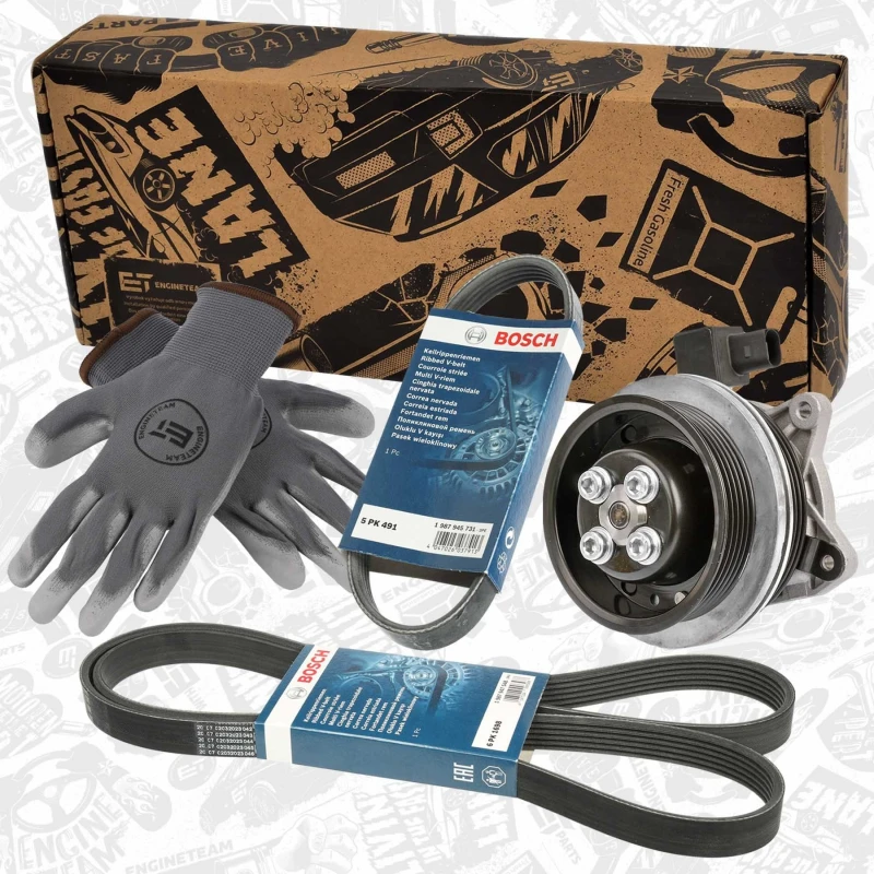 Image of ET ENGINETEAM Water Pump + V-Ribbed Belt Kit ET ENGINETEAM PW0010VR2