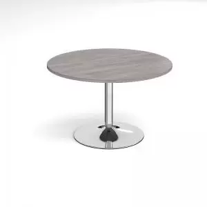 image of Trumpet base circular boardroom table 1200mm - chrome base and grey