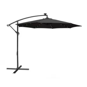 image of Airwave 3m Banana Hanging Parasol with Solar LED Spotlights (base not included) - Black