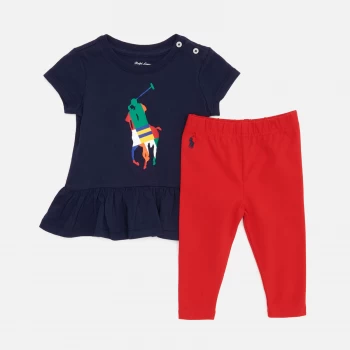 Image of Polo Ralph Lauren Babys' Leggings And Top Set - Newport Navy - 12 Months