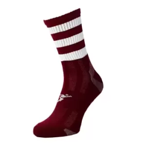 Image of Precision Pro Hooped GAA Mid Socks Junior Maroon/White UK Size J8-J11