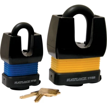 Image of Laminated Yellow Steel Key Padlock - 75MM