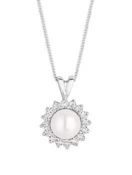 image of Simply Silver Sterling Silver 925 Freshwater Pearl Pendant Necklace