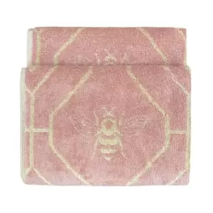 image of Bee Deco Geometric Jacquard Hand Towel Blush