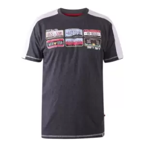 image of Duke Mens Soho D555 License Plate T-Shirt (4XL) (Charcoal Marl)