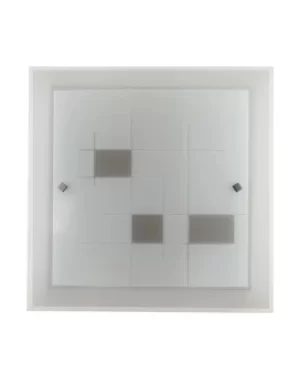 Image of MUSA 2 Light Patterned Glass Flush Ceiling Light White 40x40cm