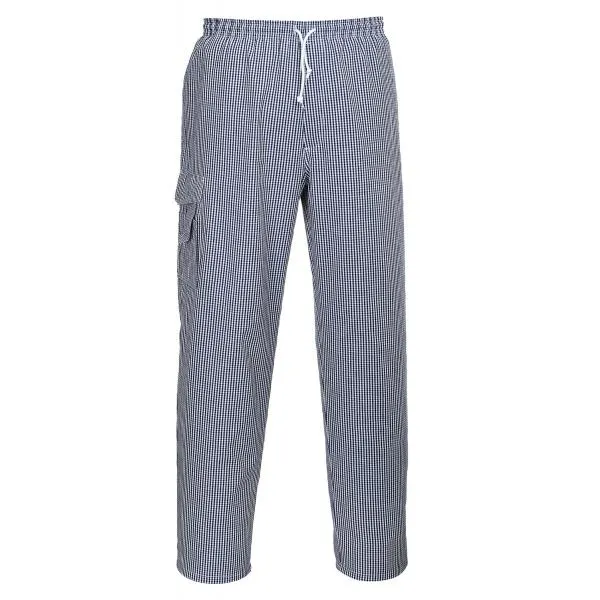 Image of Portwest C078 Chester Chef Trousers Check C078CHRM Colour: Blue / White