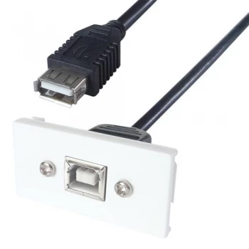 image of CONNEkT Gear 0.2m AV Snap-In USB 2 Type B Module 25 x 50mm - Socket to Socket - White