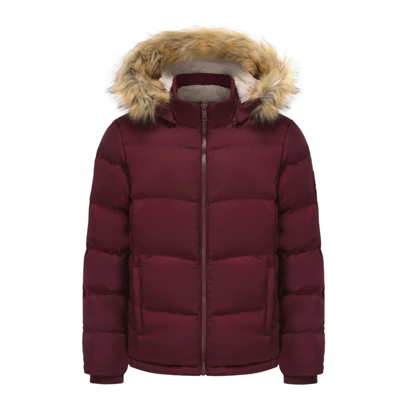 Image of SoulCal Womens 2 Zip Bubble Hooded Long Sleeve Short Puffer Jacket Burgundy female 8 (36)