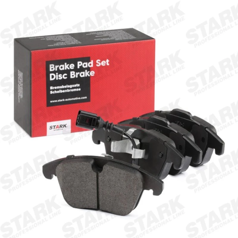 Image of STARK SKBP-0010438 Brake pad set Front Axle, with integrated wear sensor, with piston clip Brake Pad Set,disc brake (402)