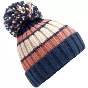 Image of Beechfield Unisex Adult Hygge Striped Beanie (One Size) (Marshmallow Sundae)