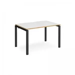 image of Adapt single desk 1200mm x 800mm - Black frame and white top with oak